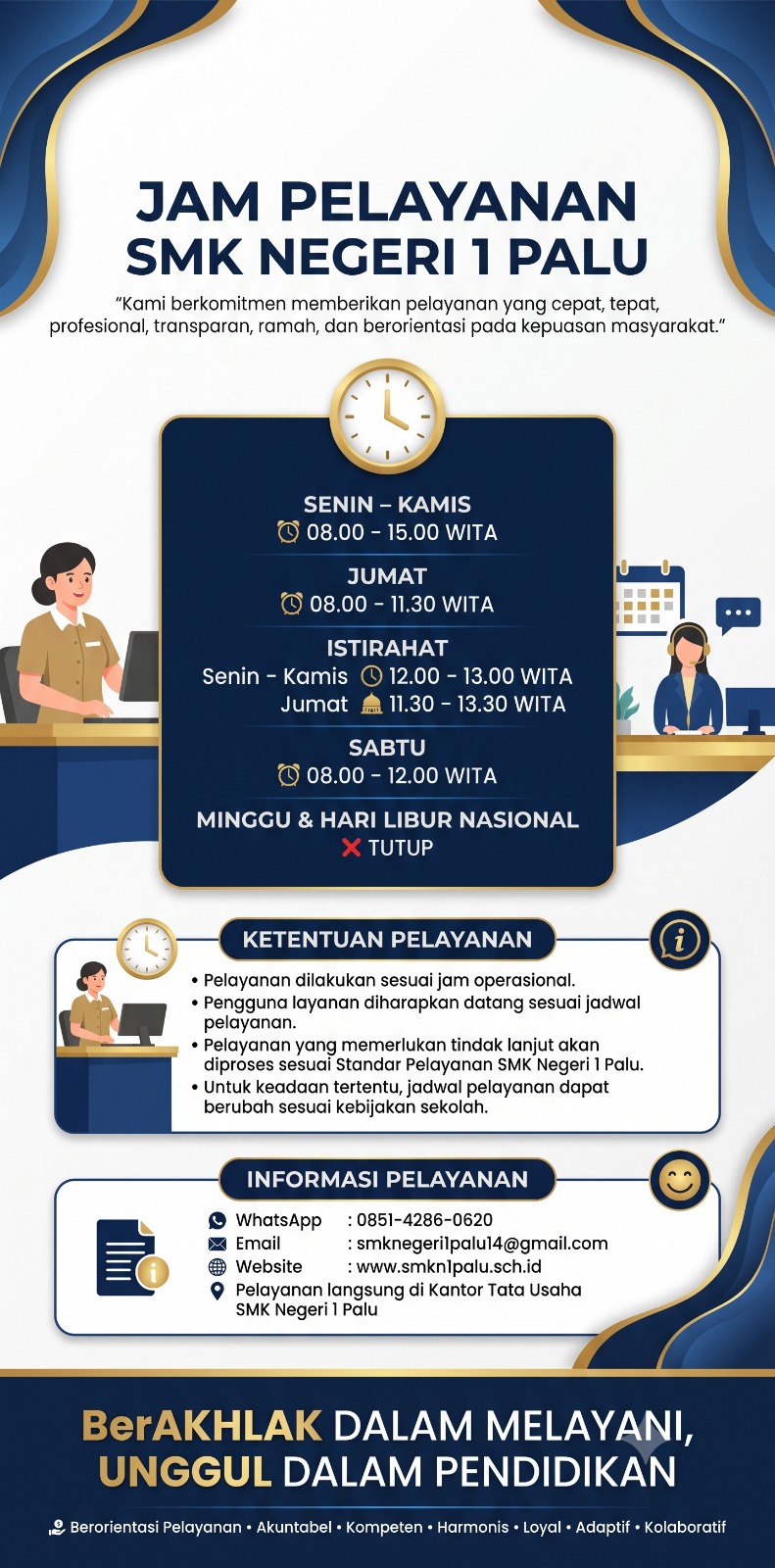 SMK Negeri 1 Palu Tetapkan Jam Pelayanan untuk Meningkatkan Kualitas Pelayanan Publik